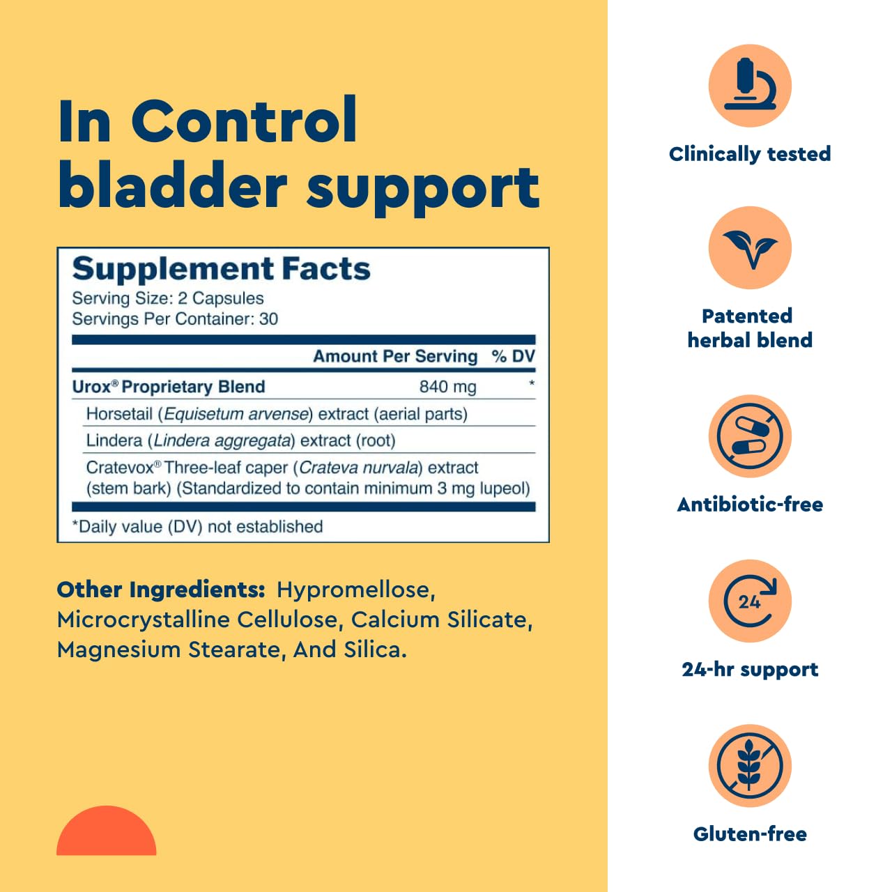 Uqora in Control Bladder Support - Daily Bladder Care & Support for Urinary Comfort - Made with botanicals, Like Horsetail & Spicebush - Gluten-Free & Vegetarian - 60 Capsules UqoraAu supplements