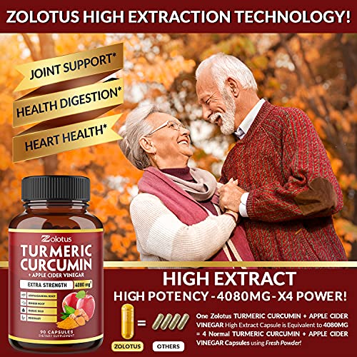 7 in 1 Turmeric Curcumin + Apple Cider Vinegar Capsules, Equivalent to 4080mg ZolotusAu supplements