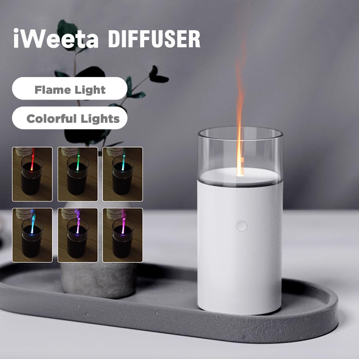 iWeeta Candlelight Diffuser,60ml Rechargeable Battery Operated Low Power Portable 10ml/H Aroma iweetaAu supplements