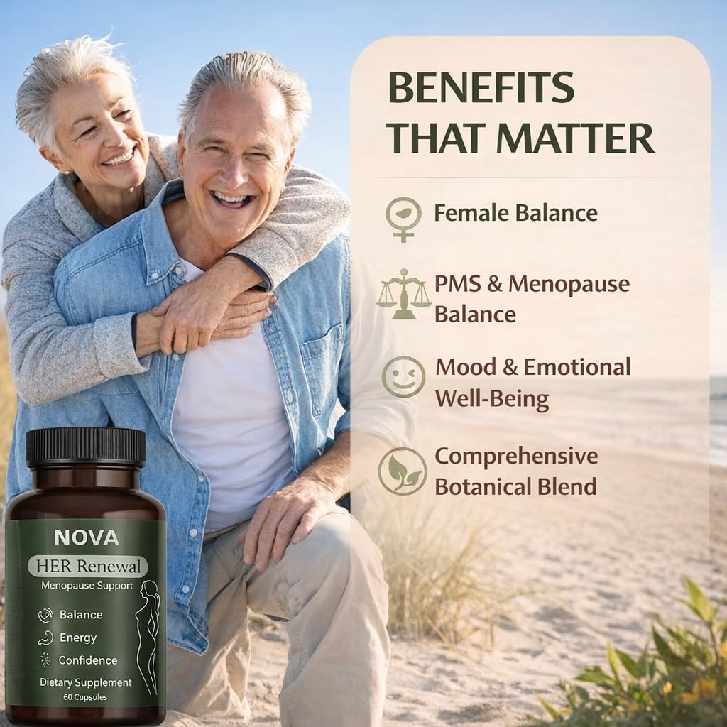 DFTLUUE NOVA Menopause Relief Support for Her - Probiotic Estrogen Balance Formula with Curcuminoids & Botanical Extracts – Supports Hormonal Balance, Comfort & Daily Well-Being – 60 Capsules (1) DFTLUUEAu supplements