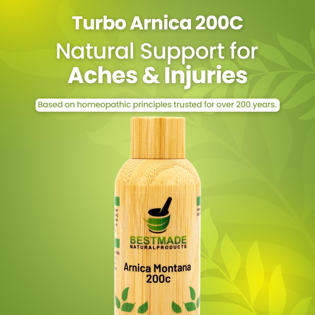 Bestmade Natural Products Turbo Arnica 200C - Comprehensive Arnica Pellets for Muscle Recovery, Soreness Relief, and Holistic Wellness Support, 350 Pellets Bestmade Naturalproducts.comAu supplements