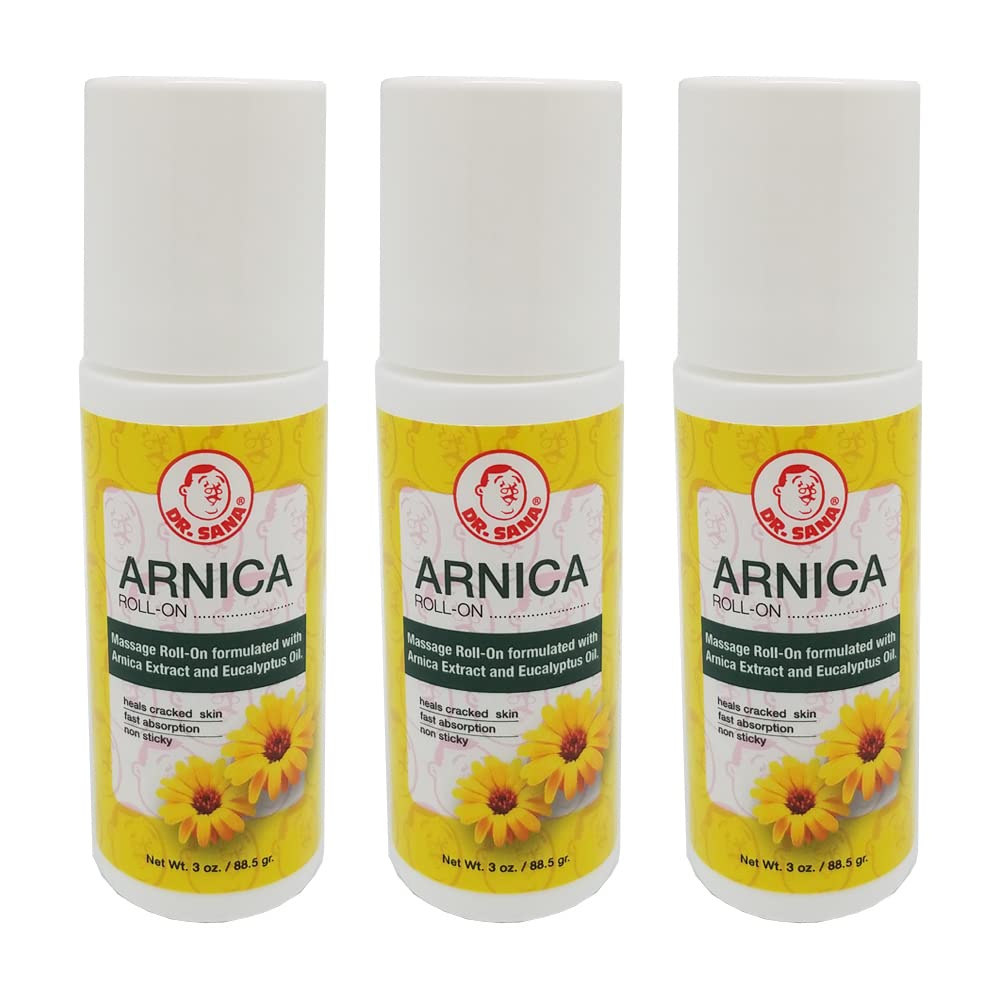 Dr Sana Arnica Roll-On. Topical Analgesic and Moisturizer. Soothes Dry and Cracked Skin. 3 oz. Pack of 3 Dr. SanaAu supplements