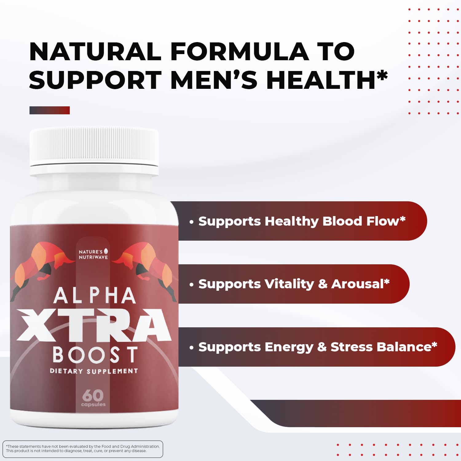 Nature’s NutriWave Alpha XtraBoost Capsules – Natural Men’s Supplement with Saw Palmetto, Fenugreek, L-Tyrosine & Herbal Blend, Made in USA – 60 Caps, 1 Month Supply Nature’s NutriWaveAu supplements