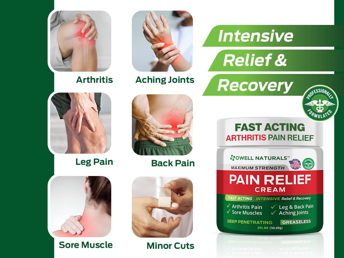 Owell Naturals Deep Penetrating Pain Relief Cream, Maximum Strength Formula for Joints & Muscles, Lower Back, Knees, Hands, Legs, Ankle – Fast Acting Comfort, 7 oz Owell NaturalsAu supplements