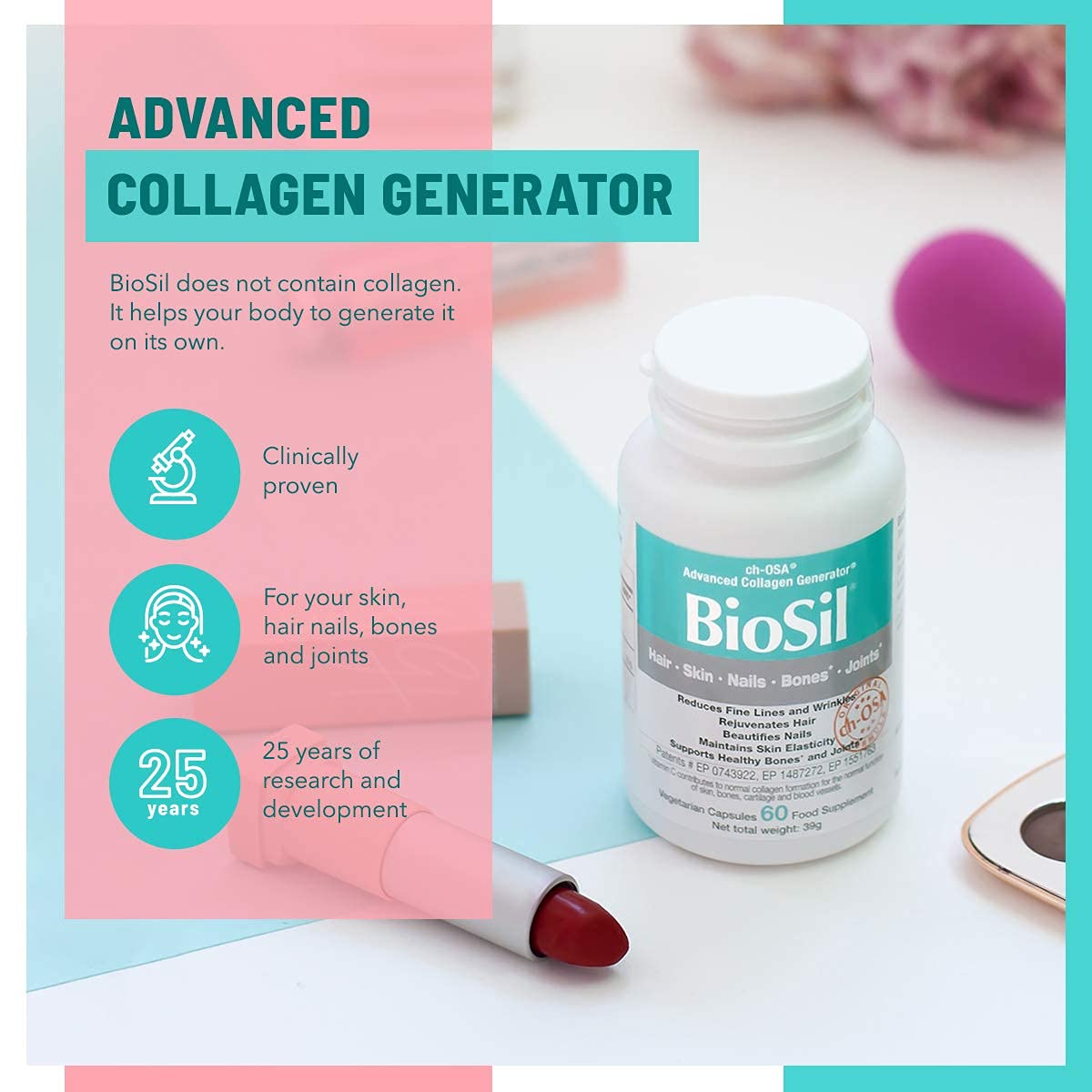 Advanced Collagen Generator with Vitamin C, BIOSIL Supplement for Women - Supports Healthy Hair BioSilUS supplements