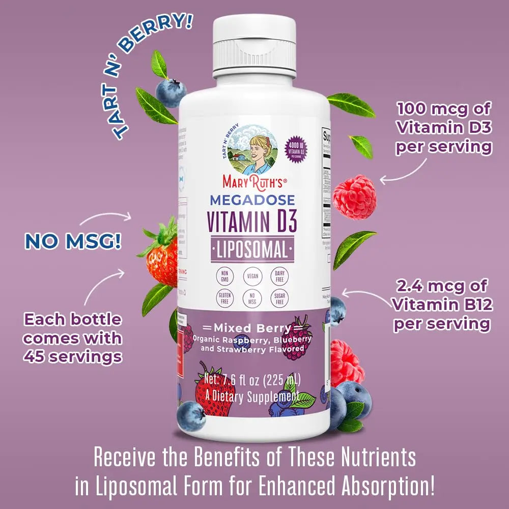 MaryRuth Organics Kids Multivitamin Liposomal (Strawberry Cherry & Vanilla) & Vitamin D3 Liposomal (Mixed Berry) Clean Label Project Verified MARYRUTH'SAu supplements