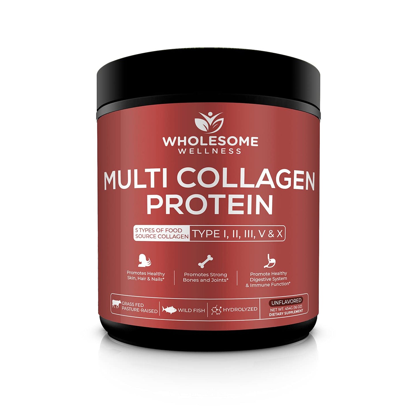 Multi Collagen Protein Powder Hydrolyzed (Type I II III V X) Grass-Fed All-in-One Super Wholesome WellnessUS supplements