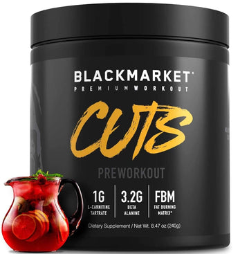 Black Market Labs CUTS Pre Workout - Flavored Energy Powdered Drink Mix for Men Heath SecretAu supplements