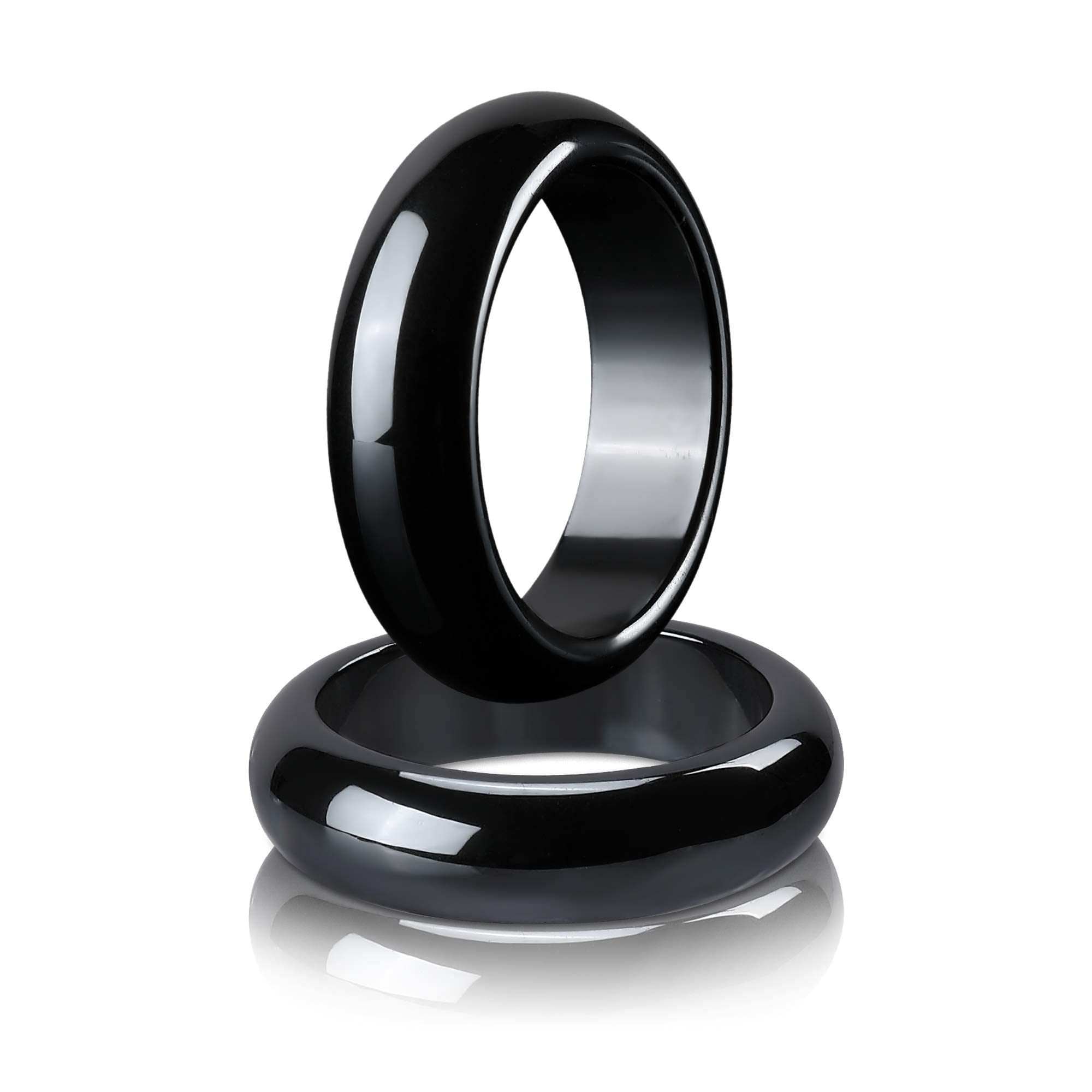 2PCS Genuine Hematite Ring for Women Men Unisex, Black Hematite Stone Ring Anxiety Balance YhluckAu supplements