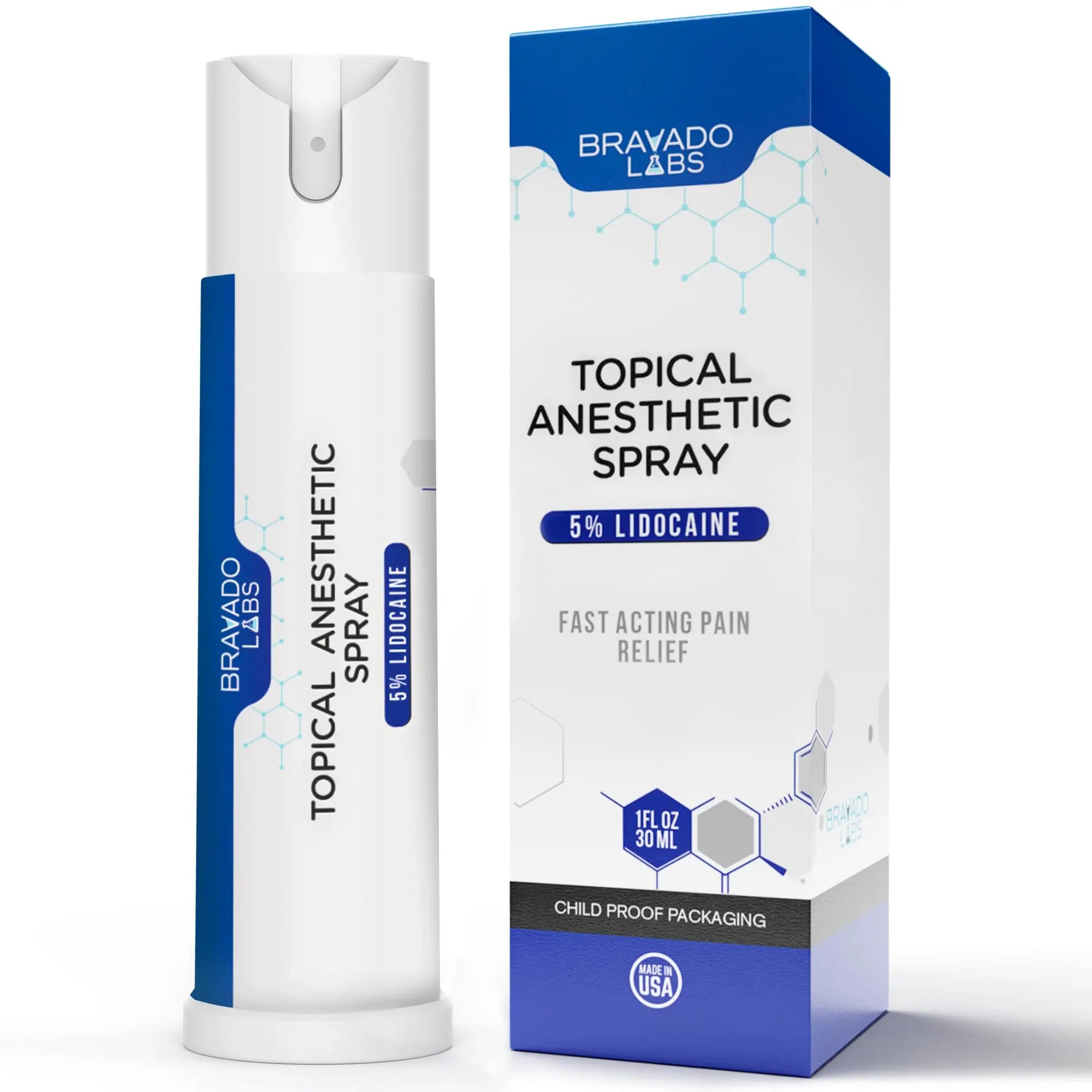 Bravado Labs 5% Lidocaine Spray Pain Relief - Maximum Strength Numbing Spray with Arnica & Emu Oil - Topical Anesthetic for Burns, Pain & Itch Relief - 1oz Bravado LabsAu supplements