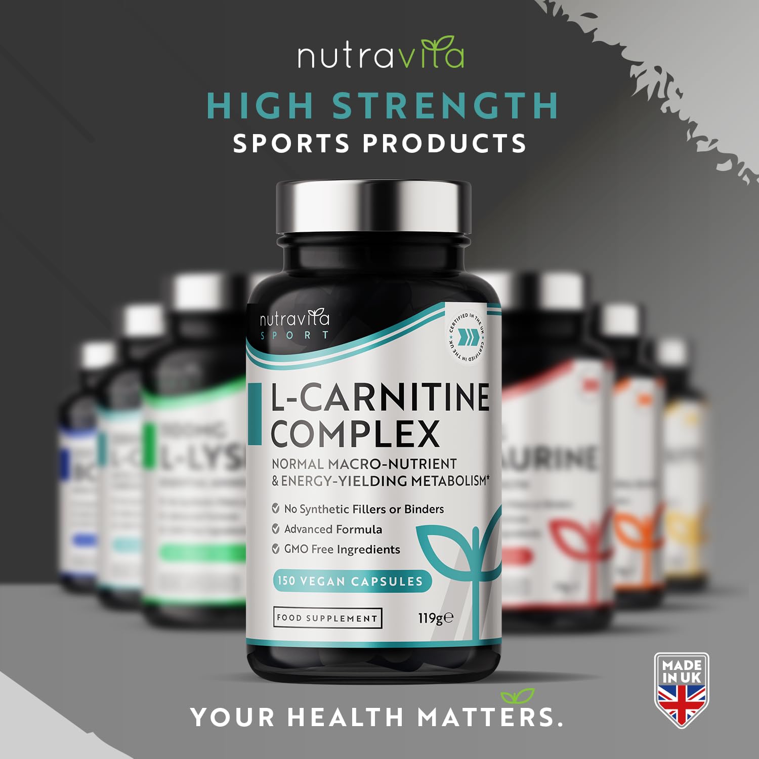 L-Carnitine Complex - High Strength Capsules with Added Riboflavin, Biotin, Chromium NutravitaUS supplements