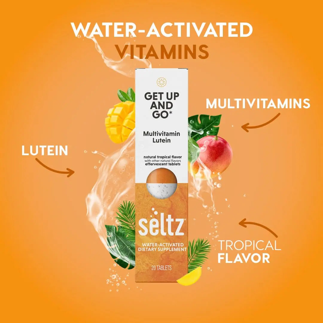 Seltz® Get Up and Go – Effervescent Multivitamin with Lutein for Daily Energy, Eye Health & Antioxidant Support SeltzAu supplements