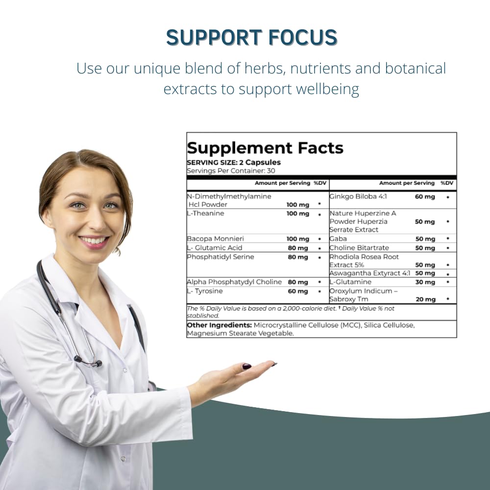 BY CARIOLA Neural-L Natural Brain Support Supplement 60 Caps - Mental Support – Memory Booster - Concentration - Natural Formula - Ashwagandha - L-Tyrosine - L-Theanine BY CARIOLAAu supplements