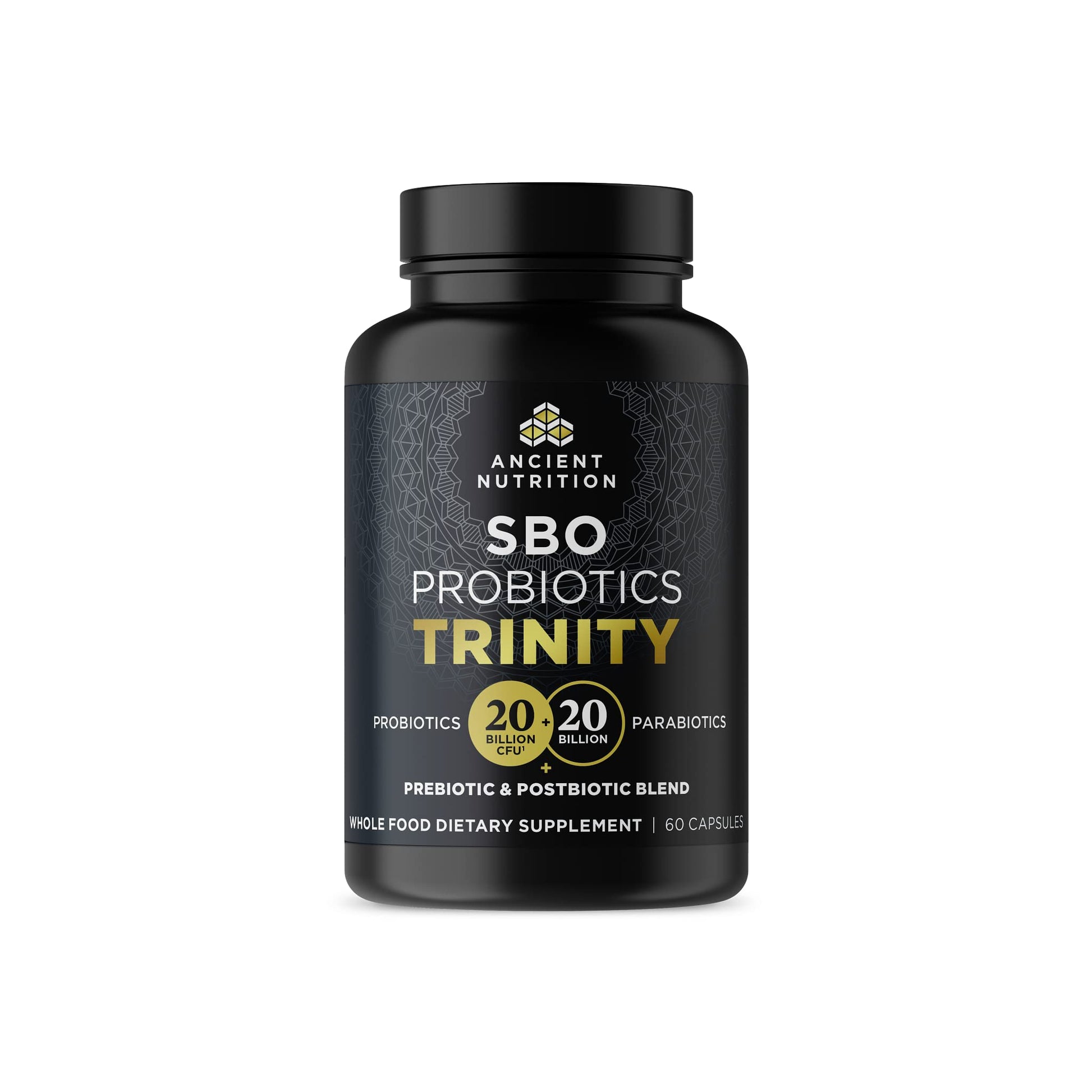 Ancient Nutrition SBO Probiotic Trinity Daily Care, Probiotics for Digestive Health, 40 Billion Blend of Prebiotics, Probiotics, Postbiotics, and Parabiotics Reduces Occasional Bloating, 60 Count Ancient NutritionAu supplements