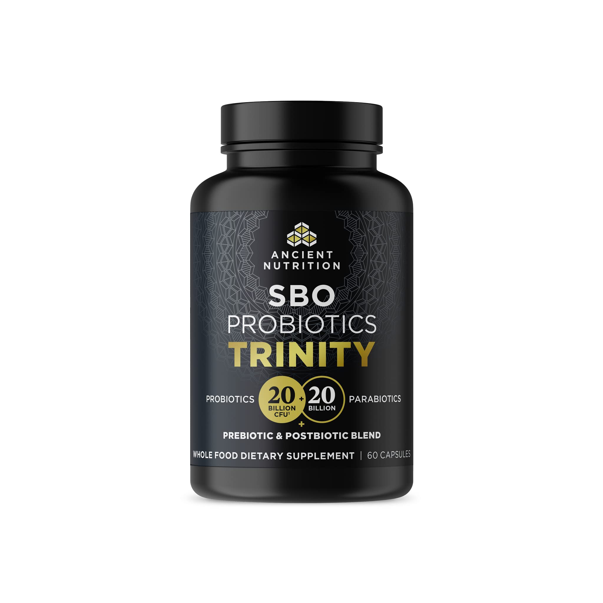 Ancient Nutrition SBO Probiotic Trinity Daily Care, Probiotics for Digestive Health, 40 Billion Blend of Prebiotics, Probiotics, Postbiotics, and Parabiotics Reduces Occasional Bloating, 60 Count Ancient NutritionAu supplements