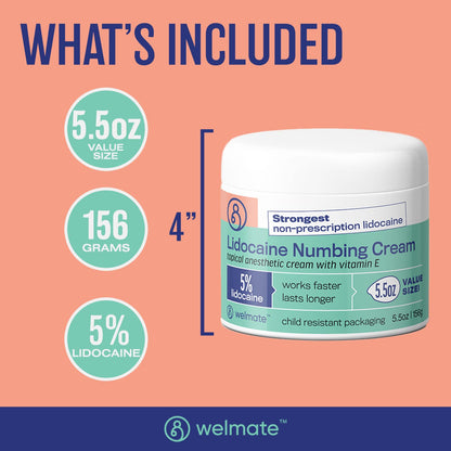 WELMATE | 5% Lidocaine | Numbing Cream Maximum Strength | Topical Anesthetic WELMATEUS supplements