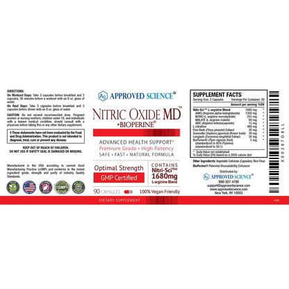 Approved Science Nitric Oxide MD - Muscle Development, Lean Body Mass, Improve Oxygen Approved ScienceUS supplements