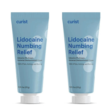 Curist 5% Lidocaine Cream Maximum OTC Strength Topical Pain Relief OTC - 12 oz (Pack of 2) XL Tube 5 Percent Lidocaine Numbing Cream to Numb Effectively (2 Pack - 6 oz Tube) CuristAu supplements