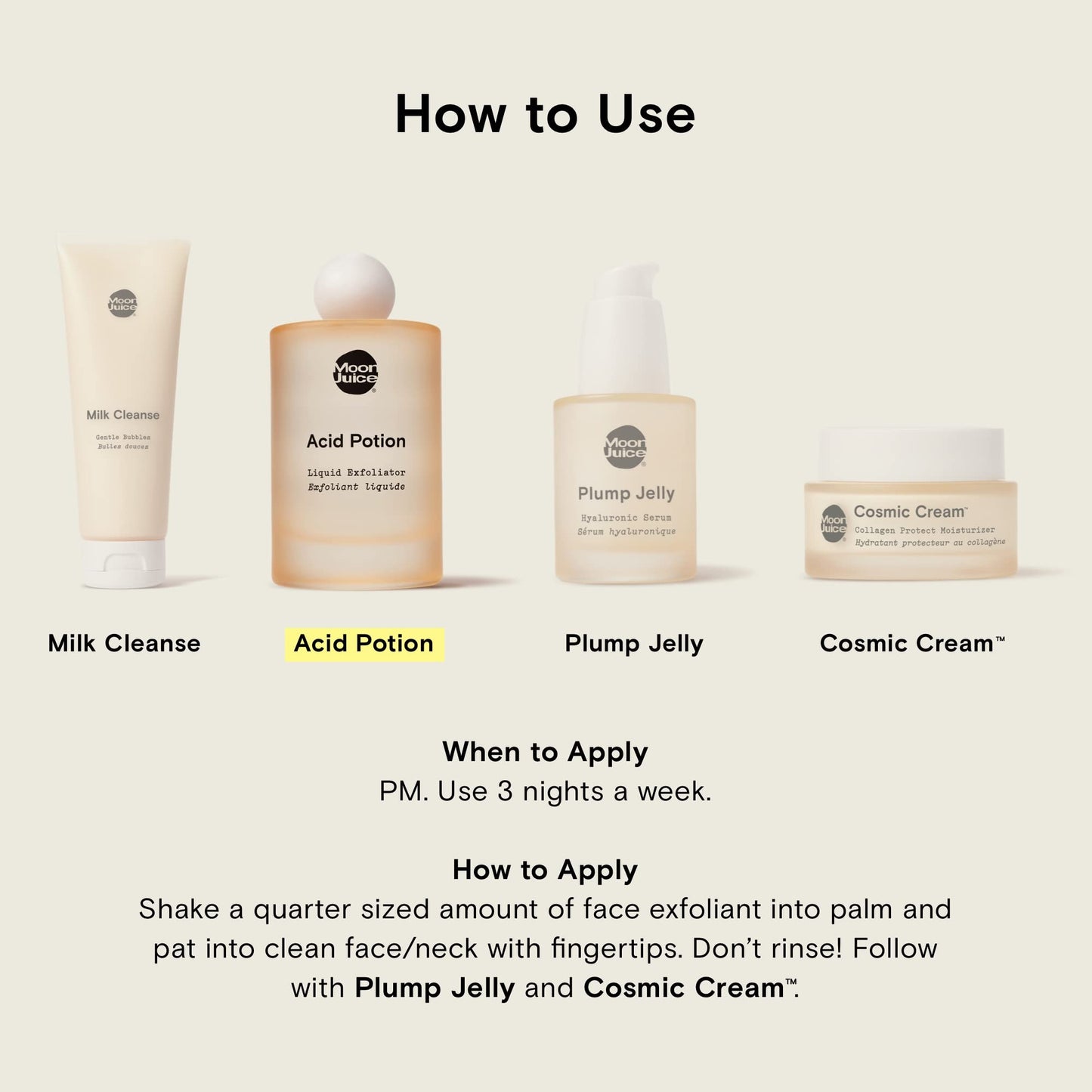 Moon Juice Acid Potion Liquid Face Exfoliator - 25% AHA BHA Exfoliant with Reishi + Niacinamide - Helps Resurface Skin, Unclog Pores, & Stimulate Collagen - Hydrates & Soothes Skin (3.3 Fl oz) Moon JuiceUS supplements
