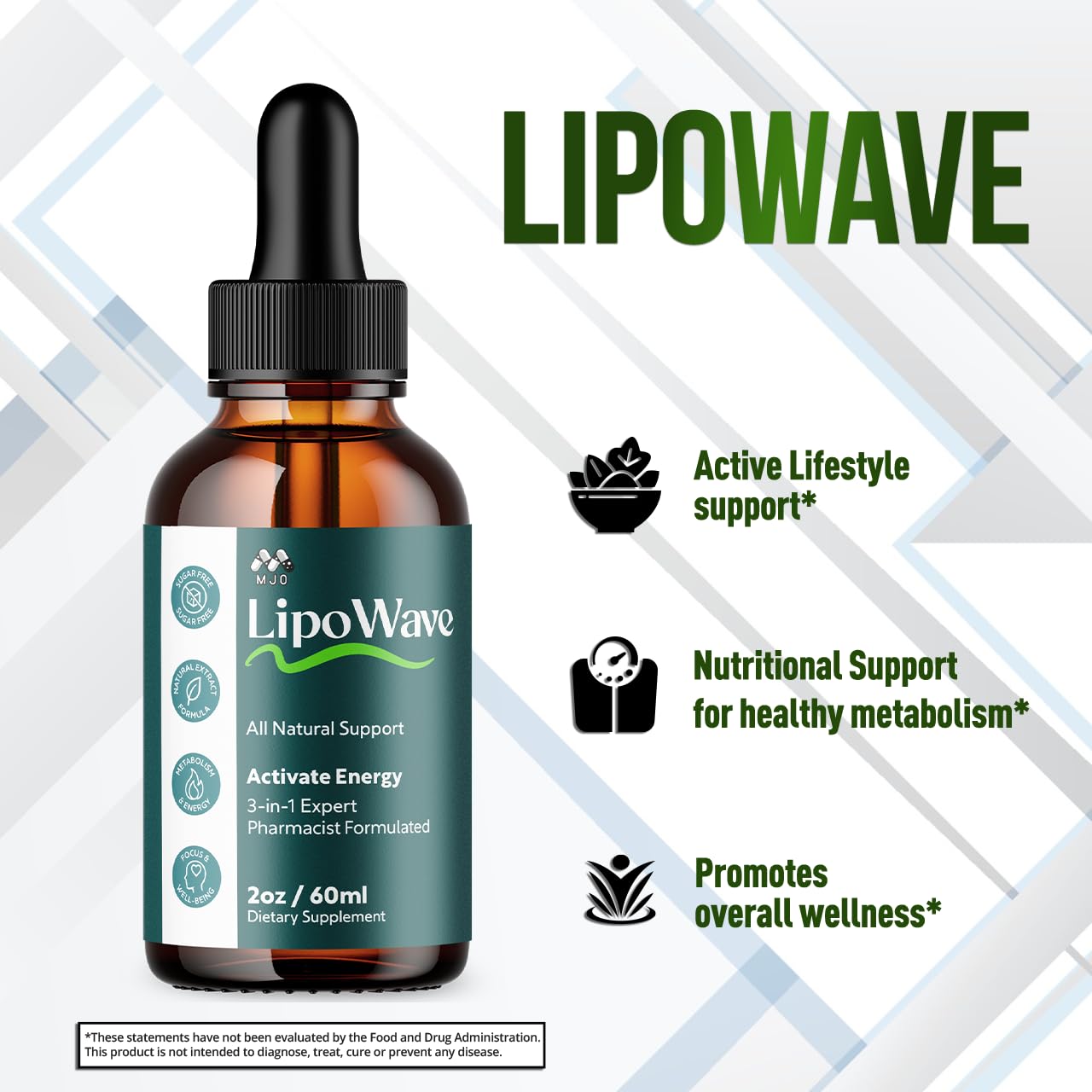 Lipowave Drops, Official LipoWave Drops with All Natural Ingredients, Advanced Overall Health and Wellness Vitamin Supplement Premium Formula for Maximum Strength Multivitamin Support (30 Servings) MJOAu supplements