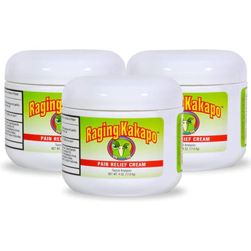 Raging Kakapo Pain Relief Cream 3 Pack - Sore Muscles, Joint Pain & Aches - Odor Free, Non-Greasy Pain Cream - Histamine Dihydrochloride, Capsaicin, Emu Oil, Arnica & More, 4 oz. Jar Raging KakapoAu supplements
