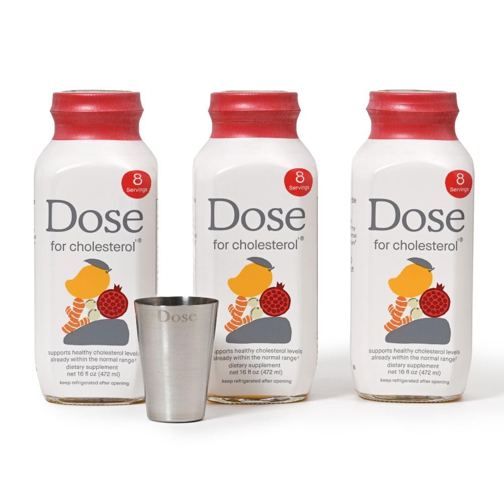 DOSE for Cholesterol Supplements Maintain Healthy Cholesterol Levels and Supports Cardiovascular Health Gluten-Free Vegan Zero Sugar, 16oz Bottle, 3 Pack (3 Week Supply) DOSEAu supplements