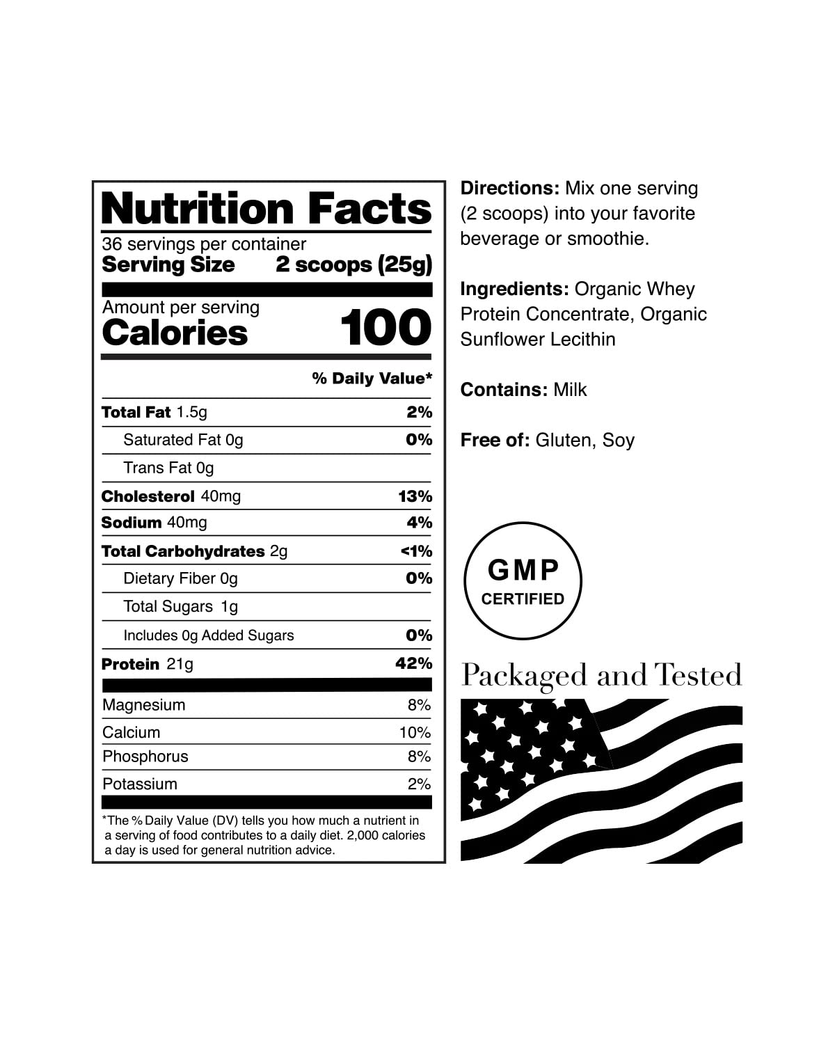 NorCal Organic Unflavored Whey Protein - 2lbs Bulk | 100% Grass-Fed, USDA Certified NorCal OrganicUS supplements