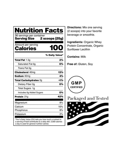 NorCal Organic Unflavored Whey Protein - 2lbs Bulk | 100% Grass-Fed, USDA Certified NorCal OrganicUS supplements