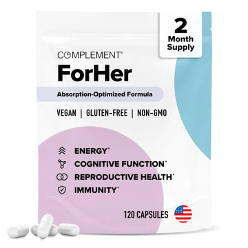 Complement ForHer Multivitamin - Hormone Balance for Women (60 Servings) Inositol Supplement, Longevity Support- B9, Iron - 120 Capsules ComplementAu supplements