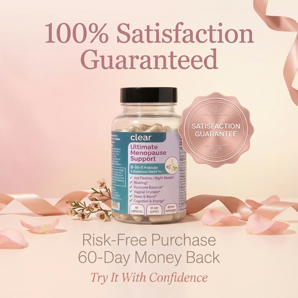 Clear Menopause Support for Women | 25-in-1 Formula with Black Cohosh, Dong Quai, Pre & Probiotics | Hot Flashes, Night Sweats, Mood, Sleep & Digestion | Hormone-Free | Made in USA | 60 Capsules Clear ProbioticsAu supplements