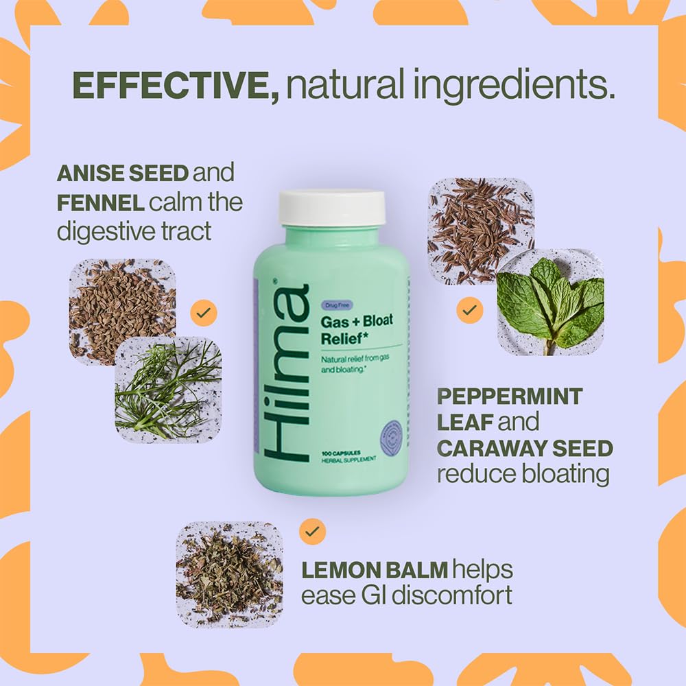 Hilma Natural Gas & Bloating Relief - with Lemon Balm, Fennel & Peppermint Leaf HilmaAu supplements