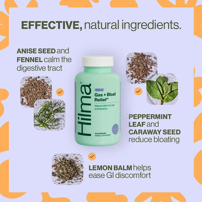 Hilma Natural Gas & Bloating Relief - with Lemon Balm, Fennel & Peppermint Leaf HilmaUS supplements