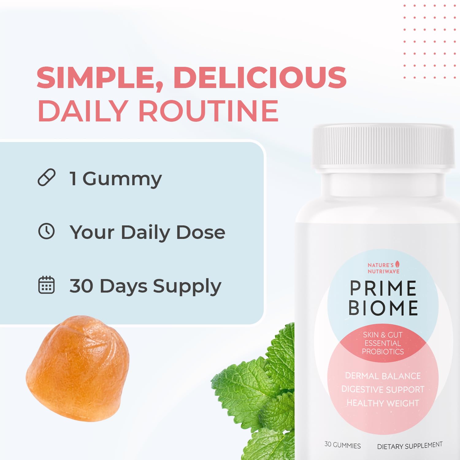 Nature’s NutriWave PrimeBiome Probiotic Gummies – Plant-Based Blend with Inulin, Lion’s Mane, Ginger & More– Non-GMO, No Stimulants, GMP Certified – 30 Gummies, 6 Month Supply Nature’s NutriWaveAu supplements