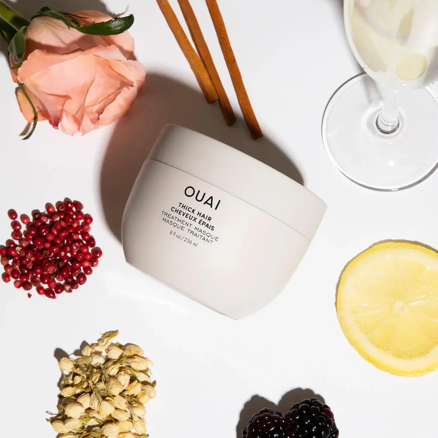 OUAI Thick Hair Mask - Treatment Masque with Almond Oil, Olive Oil, & Hydrolyzed Keratin to Restore Damaged Hair - Phthalate & Paraben Free Masque (3.4 Oz) OUAIAu supplements