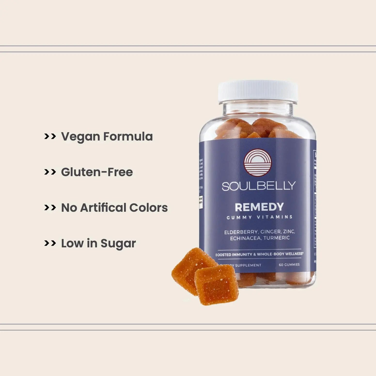 SOULBELLY Super Immunity | Remedy Vitamin Gummies for Immune Support | Vegan | Gluten-Free | Non-GMO | 60 Count SOULBELLYAu supplements