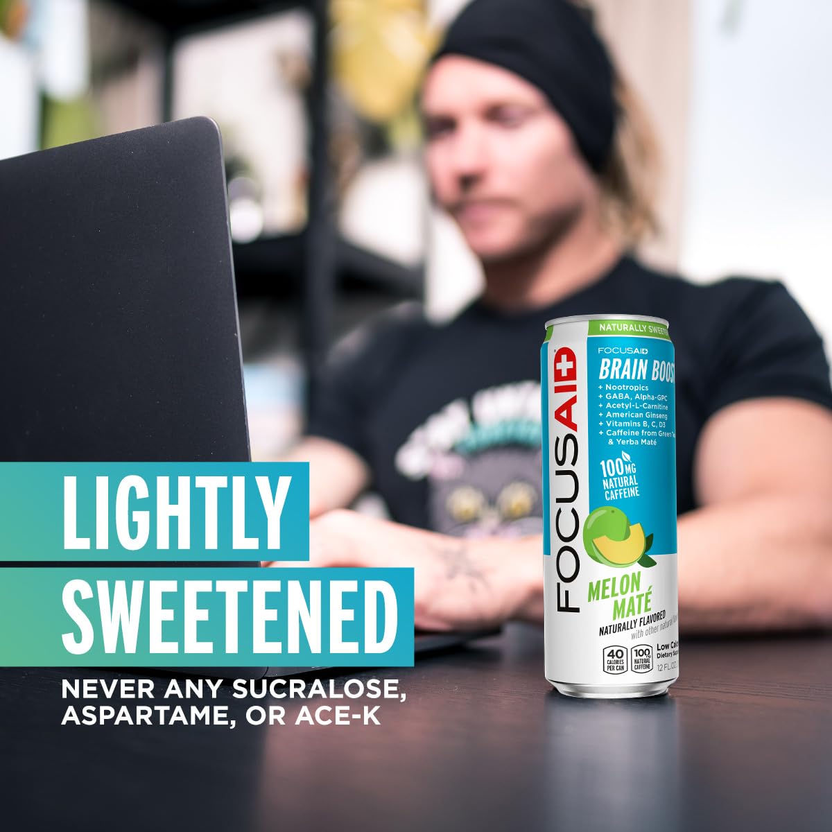 FOCUSAID Energy Blend, Brain Boosting Nootropics Drink, Alpha-GPC, GABA, B-Complex, Yerba Mate, Green Tea, 100% Clean, 100mg Natural Caffeine, 12-oz. can, 12 Pack LIFEAIDAu supplements