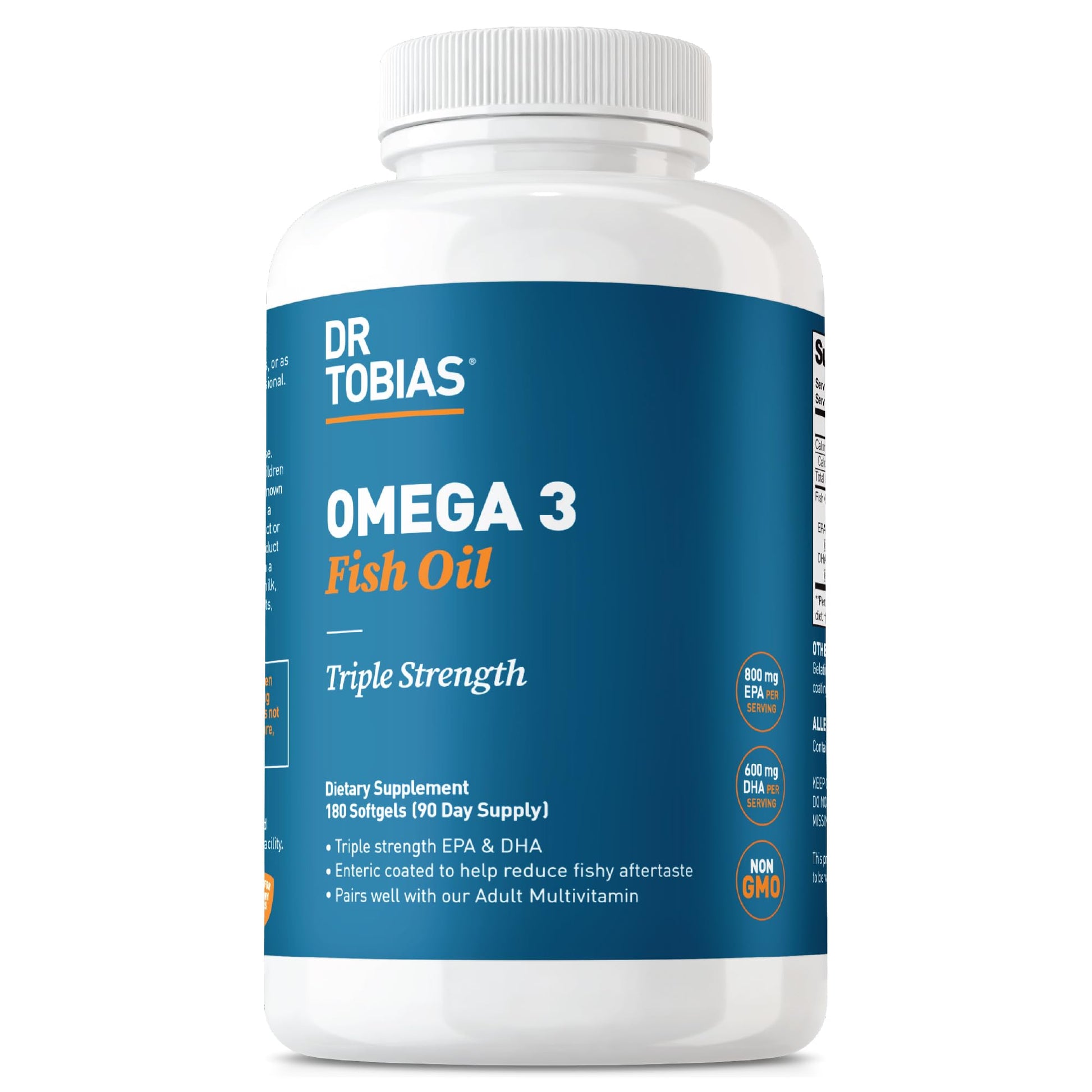 Dr. Tobias Omega 3 Fish Oil 2000mg Triple Strength with 800mg EPA 600mg DHA Per Serving | Fish Oil Omega 3 Supplements for Heart Brain & Immune Support - 180 Softgels (90 Servings) Dr. TobiasAu supplements