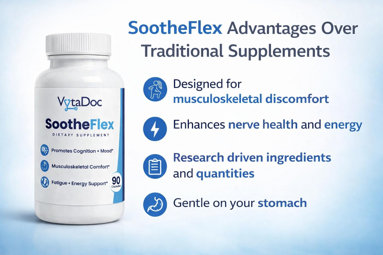 VytaDoc SootheFlex Joint, Energy & Mood Support for Women | Turmeric 900mg, Ferrochel® Iron, Magnesium Malate, Vitamin D3, Ginger, Selenium | 90 Capsules | Gentle Iron — Easy on Digestion VytaDocAu supplements