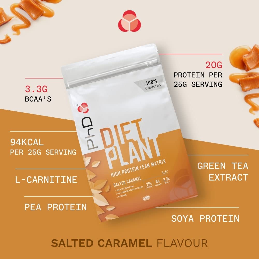 PhD Nutrition Diet Plant, Vegan Protein Powder Plant Based, Salted Caramel PhDAu supplements