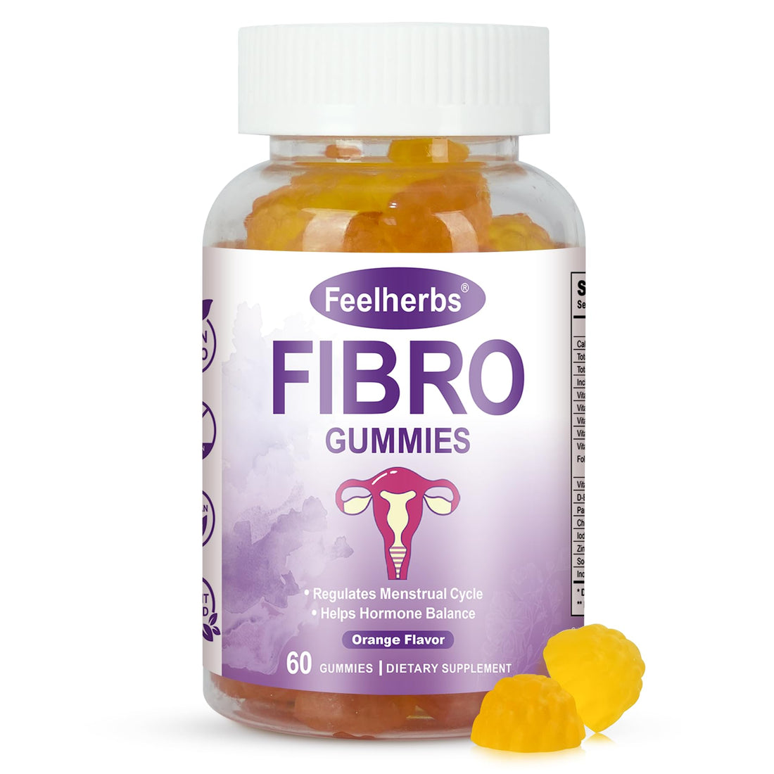 Fibro Gummies for Women Ovarian, Multivitamin Gummies for Hormone Balance, Ovarian Support Inositol Gummy with Vitamin A, E, and Minerals, 60 Count FeelherbsAu supplements