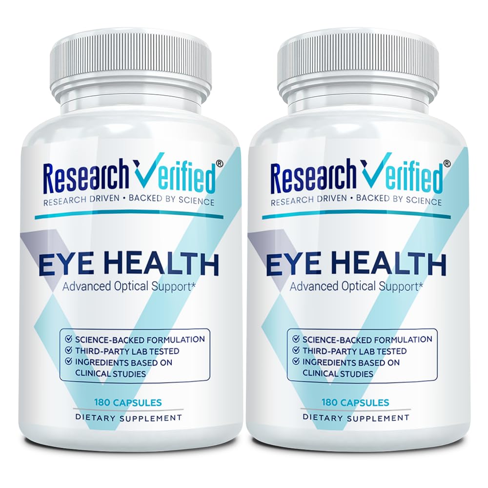 Research Verified Eye Health - Nourish and Protect Eyes and Vision, Support Healthy Retina, Improve Blood Supply to Eyes - Vitamins A, B, C, and E - 360 Capsules - 6 Month Supply - Made in The USA Research VerifiedAu supplements