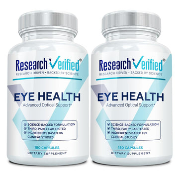 Research Verified Eye Health - Nourish and Protect Eyes and Vision, Support Healthy Retina, Improve Blood Supply to Eyes - Vitamins A, B, C, and E - 360 Capsules - 6 Month Supply - Made in The USA Research VerifiedAu supplements