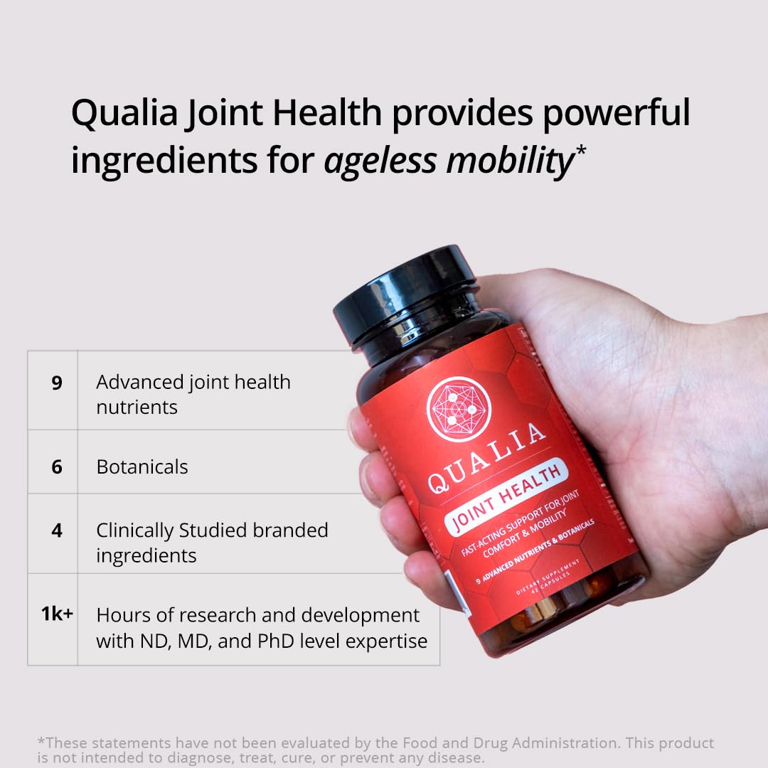 Qualia Joint Health 9 Advanced Joint Health nutrients: denatured Collagen, boswellia, tumeric, Boron, Ginger, L-carnitine. Cartilage Health, Tendon Strength, Healthy Joint Aging (1 Month Supply) QUALIA LIFE SCIENCESAu supplements