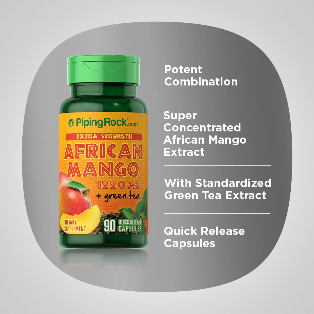 Piping Rock African Mango Seed Extract 1220 mg | 90 Capsules | with Green Tea | Extra Strength Piping RockAu supplements