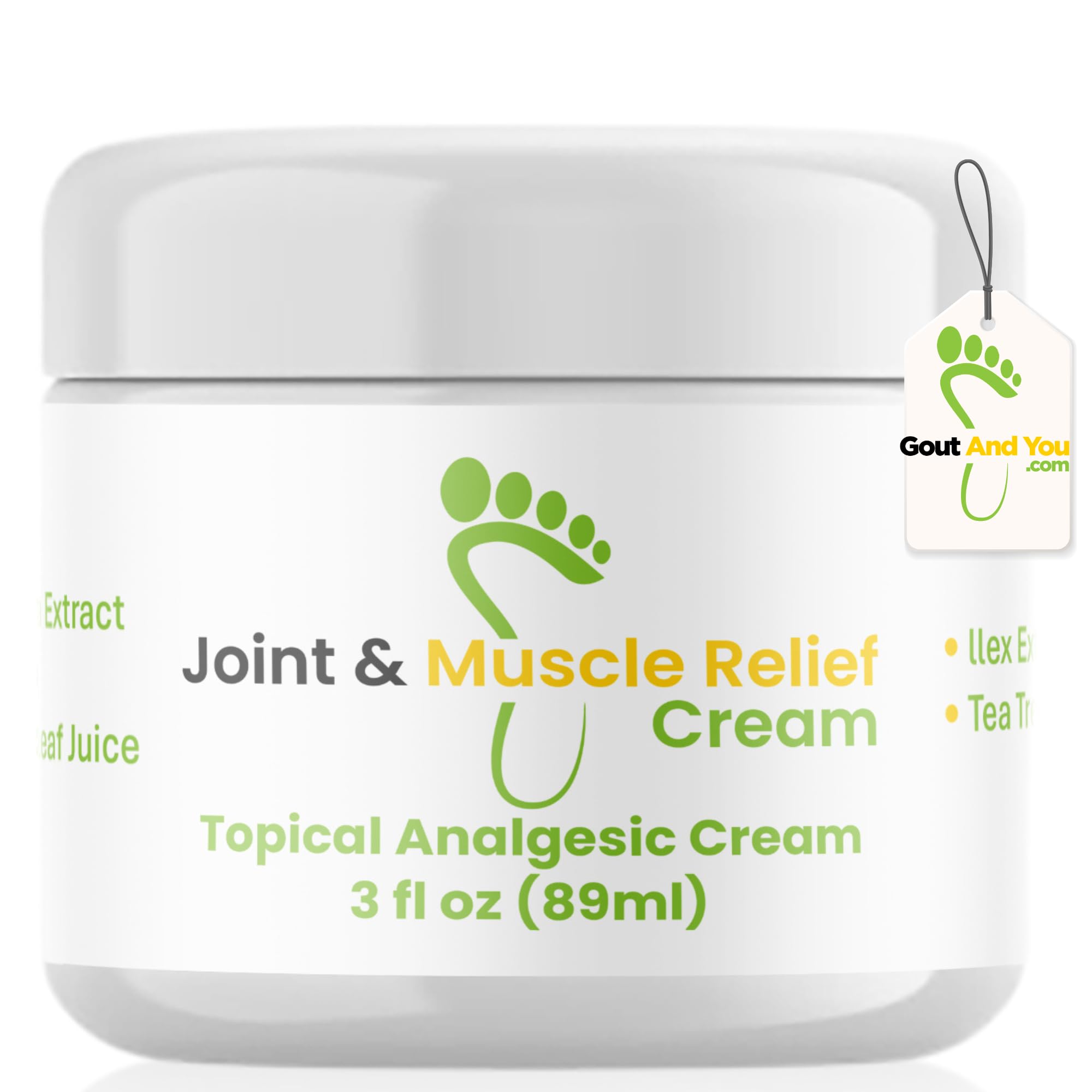 Gout and You Joint & Muscle Relief Cream - Fast Acting Joint Discomfort and Muscle Ache Relieving Rub with Arnica/Ilex Leaf Extract, Aloe Vera and Tea Tree Oil Gout and YouAu supplements