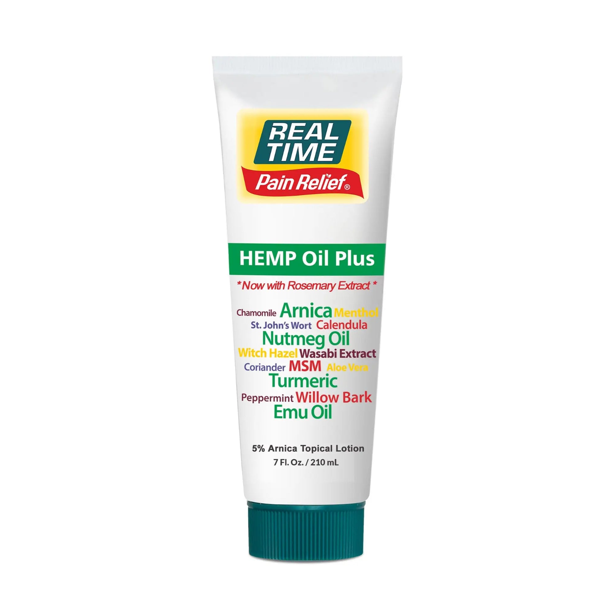 Real Time Pain Relief Hemp Oil Plus 7 oz Tube | 20 Natural Ingredients: 5% Arnica, Turmeric & More | Fast-Absorbing Lotion for Muscles, Hands, Feet, Ankles, Back, Shoulders & Knees Real Time Pain ReliefAu supplements