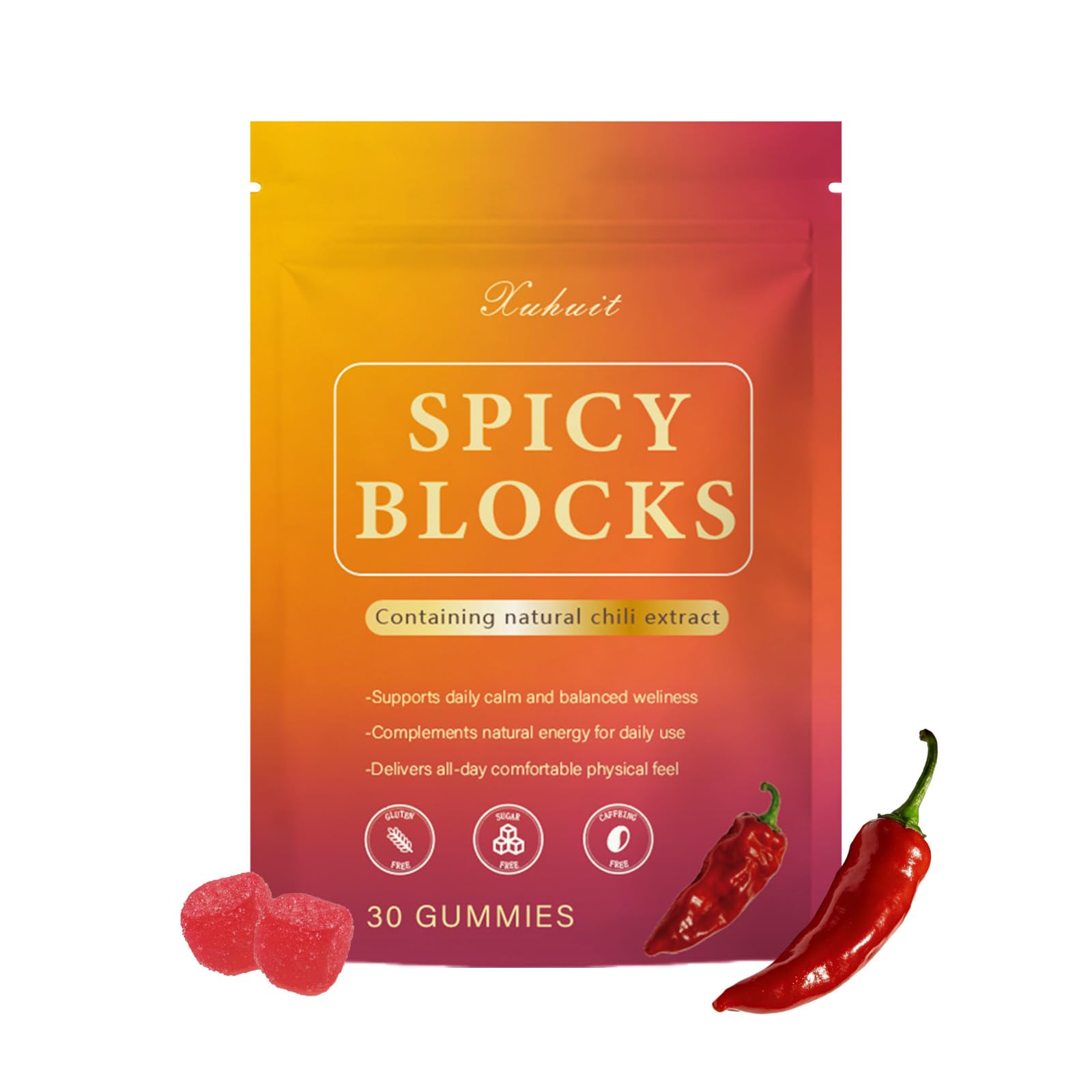 Spicy Blocks for Couples-with Chili Pepper , Maca Root & Epimedium Extract | Supports Emotional Warmth & Daily Comfort | Peach Flavor, Mild Spicy Kick, Vegan-Friendly, No Artificial Additives (1) PBZPBZAu supplements