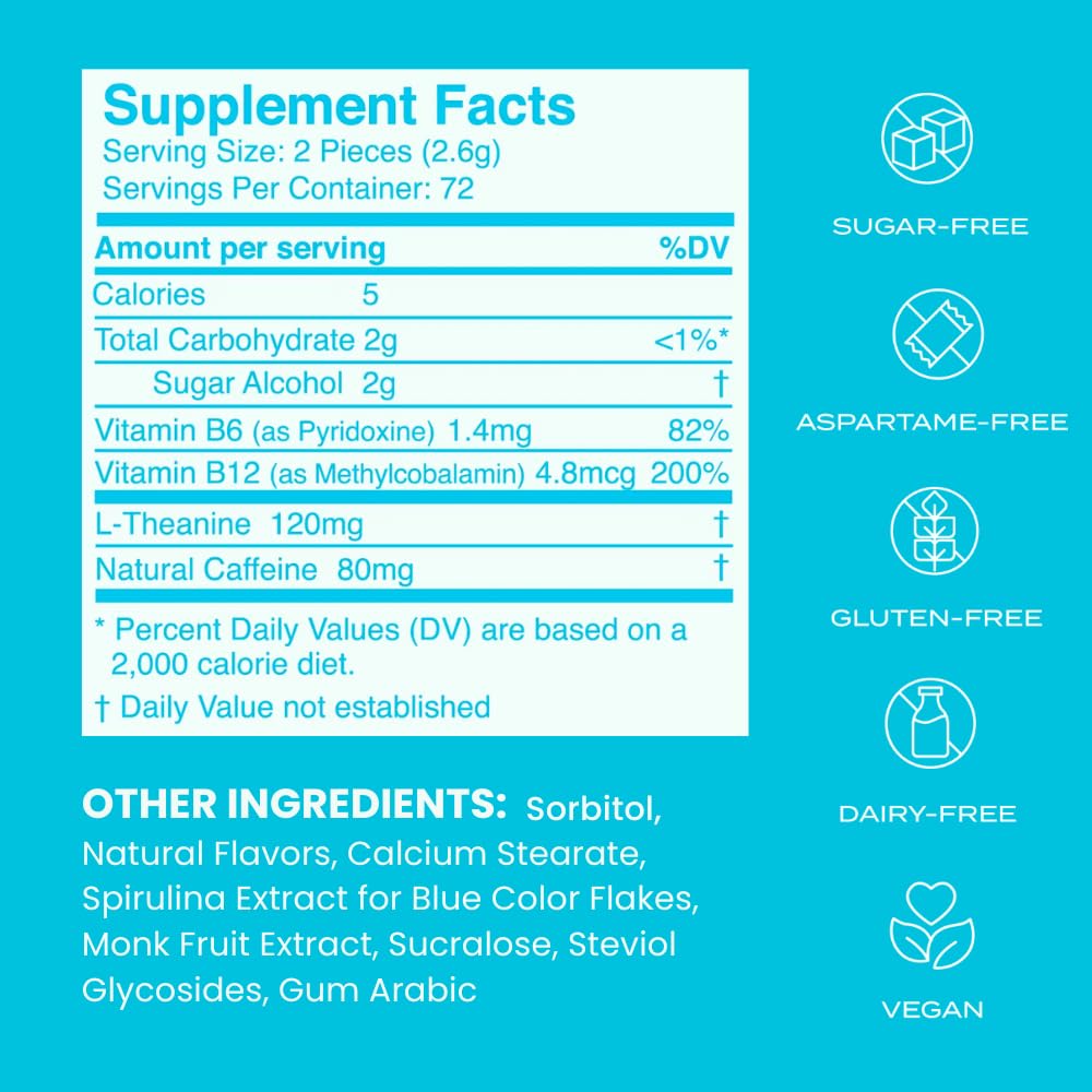 NeuroGum Energy Caffeine Mints (144 Pieces) - Sugar Free with L-theanine + Natural Caffeine + Vitamin B12 & B6 - Nootropic Energy & Focus Supplement for Women & Men - Keto & Vegan, Peppermint Flavor NeuroGumAu supplements