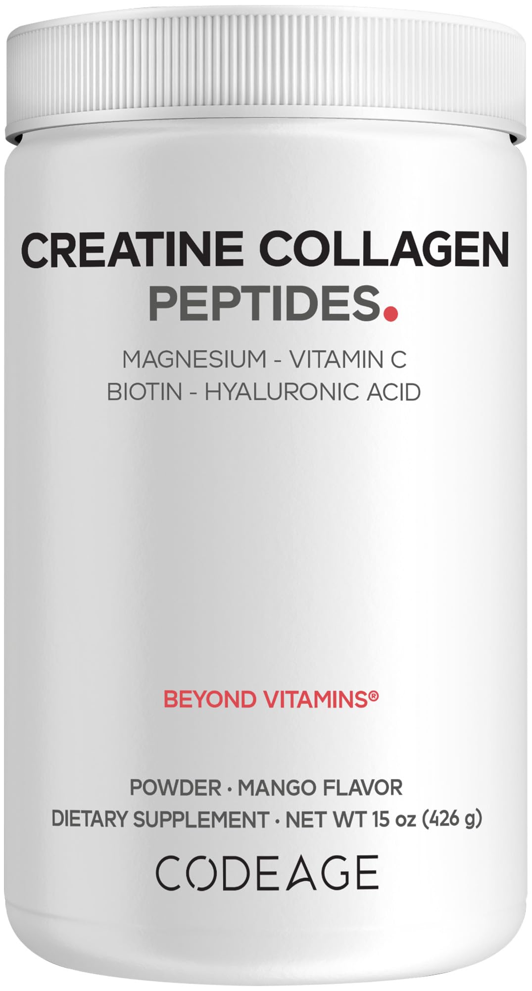Codeage Creatine Collagen Peptides - Creatine Monohydrate Powder Supplement, Wild-Caught Marine Collagen, Biotin, Magnesium, Vitamin C, Hyaluronic Acid - Mango Flavored - Non-GMO - 15 Oz CodeageAu supplements