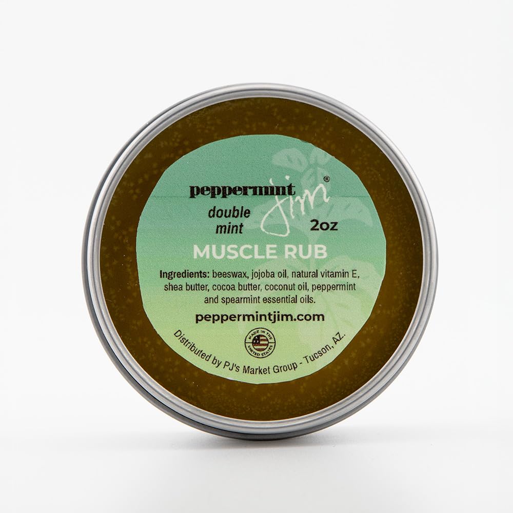Peppermint Jim Double Mint Muscle Rub Balm 2oz, Fast Absorbing Cooling Relief Cream with Peppermint & Spearmint Oils, Non Greasy Soothing Balm for Sore Muscles, Back, Neck & Joints - Plant Based Peppermint JimAu supplements